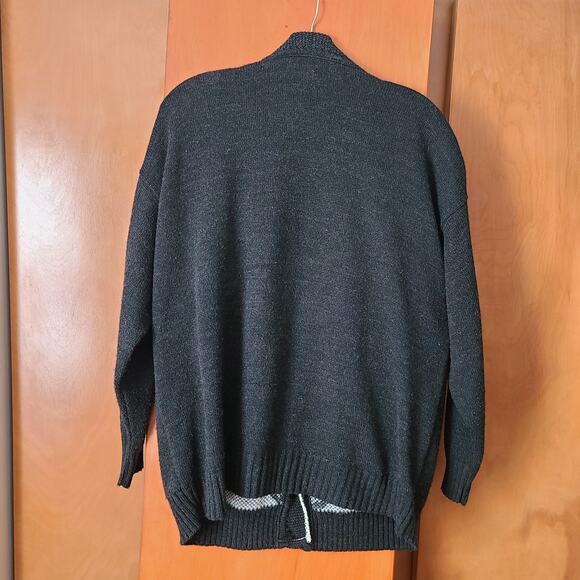 VTG Norton McNaughton Cardigan Black Roses Large Cottagecore Cozy - Picture 3 of 11